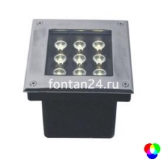 Встраиваемый LED-прожектор 9-диодный 12/24VDC IP67, 160х160 мм RGB Встраиваемый LED-прожектор 9-диодный 12/24VDC IP67, 160х160 мм RGB